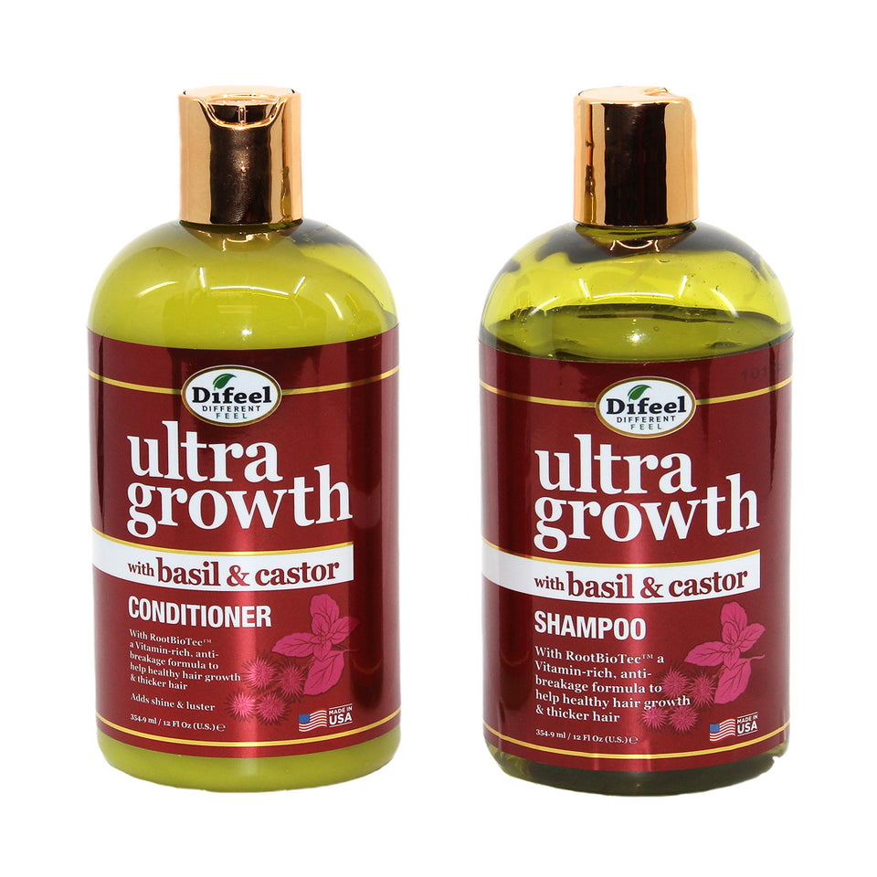 Difeel: Ultra Growth Basil & Castor Oil Pro-Growth Shampoo & Conditioner Set